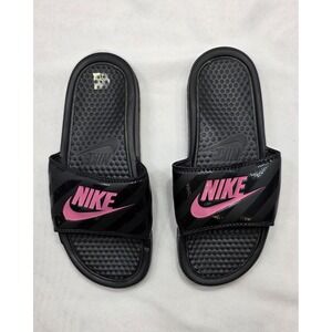 Nike Women's Benassi JDI 343881-061 Black & Vivid Pink Slide Sandals. Size 8